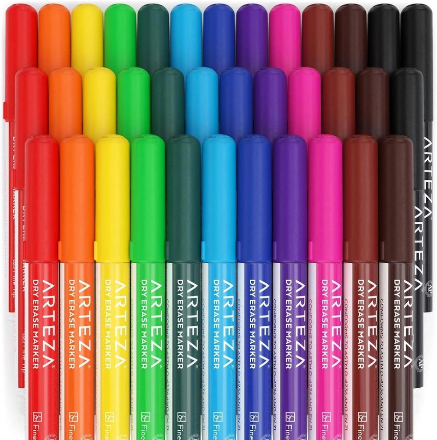 Arteza® Dry Erase Markers Set, Fine Tip - Assorted, 36 Pc.