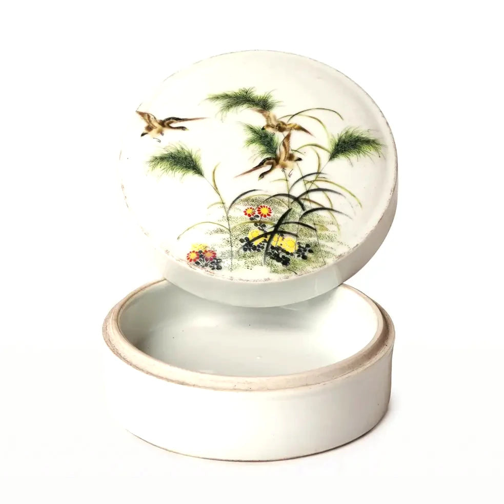 Famille Ware Porcelain Geese Ink Box