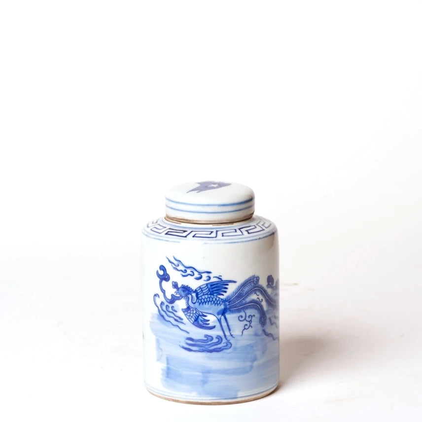 Blue + White Porcelain Mythical Creature Cylinder Caddy
