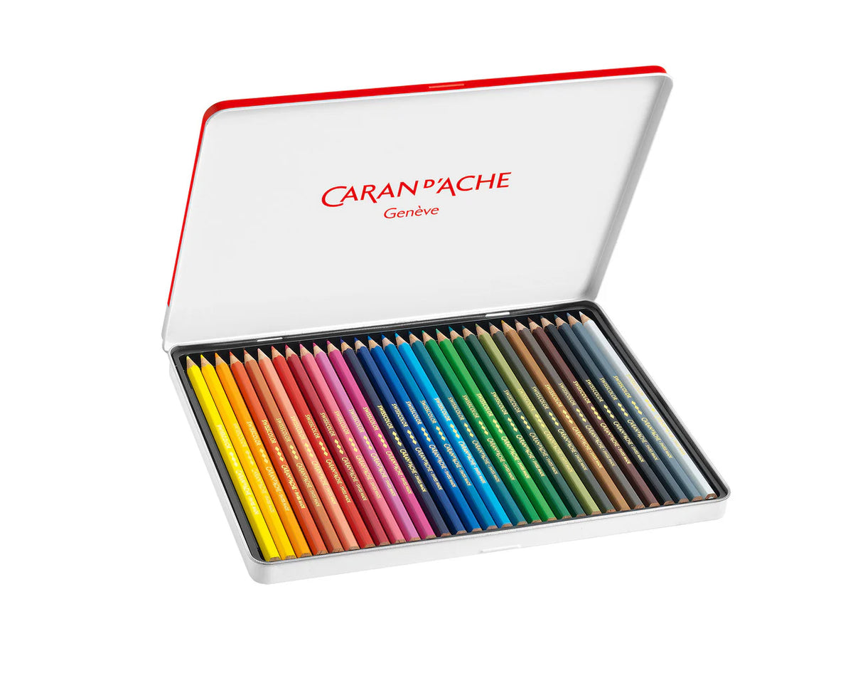 Caran d&#39;Ache Set of 30 Permanent Pencils Swisscolor in Metal Box