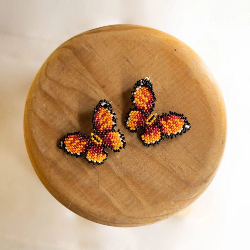 Little Tiger Native Beaded Butterfly Earrings