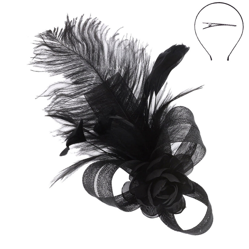 Mesh Flower + Feather Fascinators