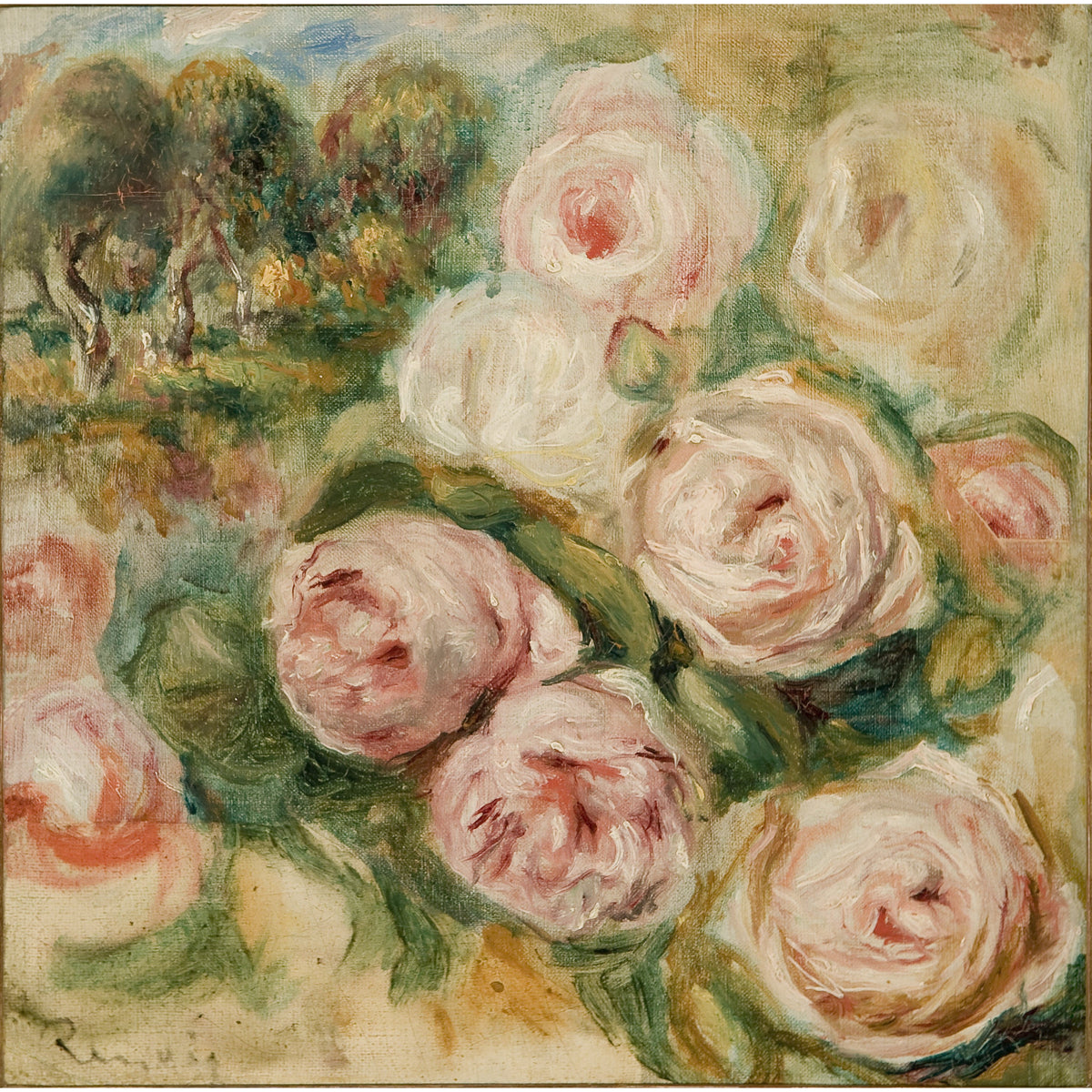 Carte postale Renoir Roses et Paysage 4X6