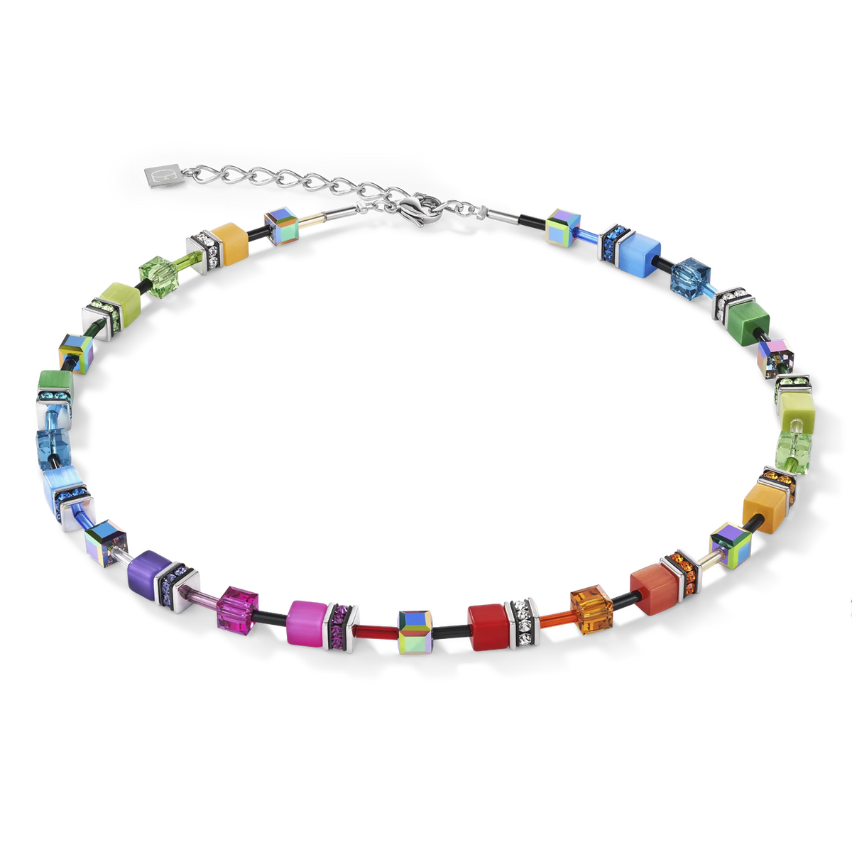 Coeur De Lion GeoCUBE® Multicolour Rainbow Necklace