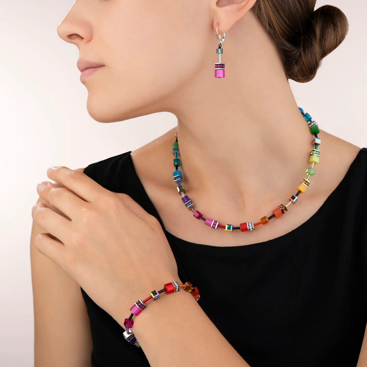 Coeur De Lion GeoCUBE® Multicolour Rainbow Necklace