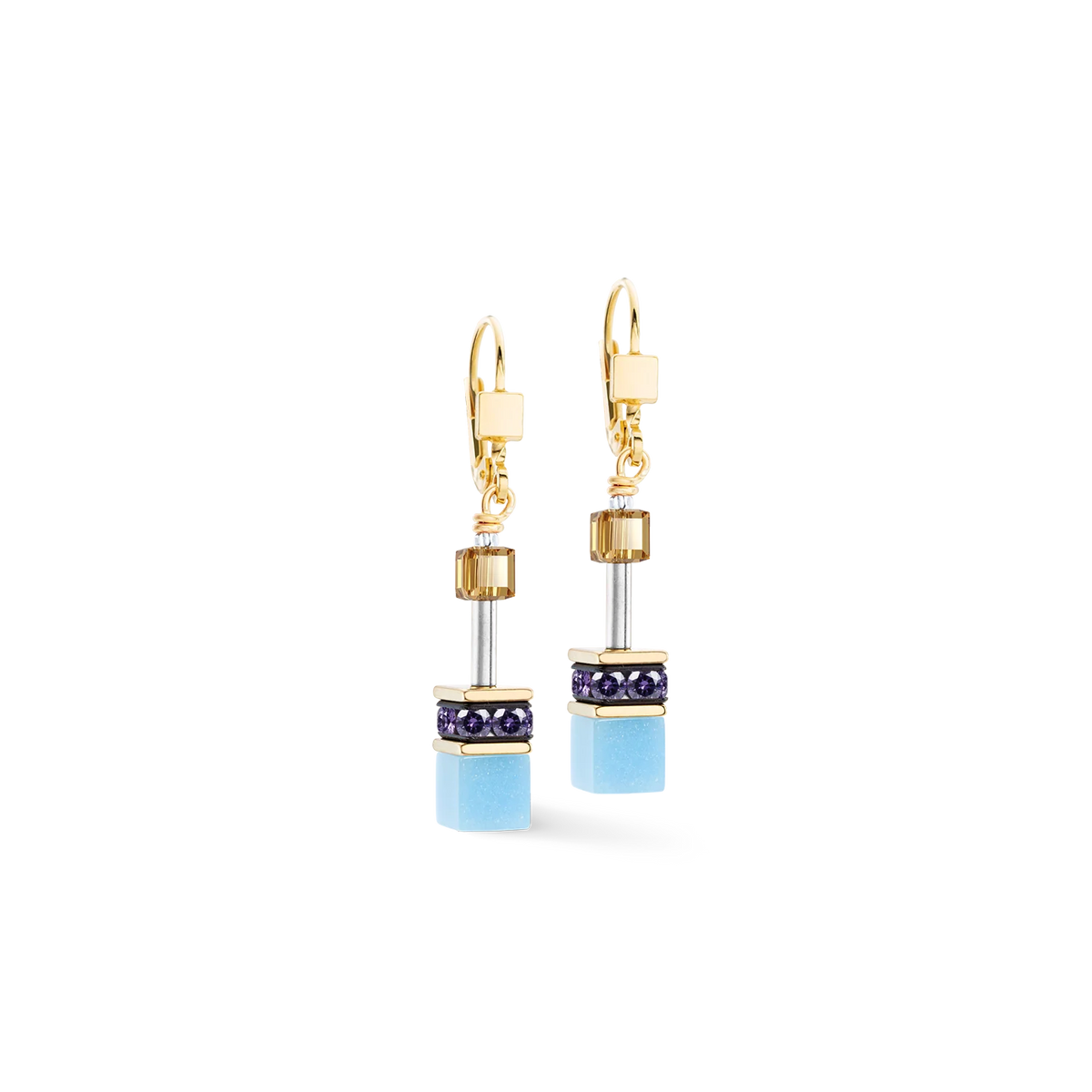 Coeur De Lion GeoCUBE® Iconic Drop Earrings Multicolor Joy Gold