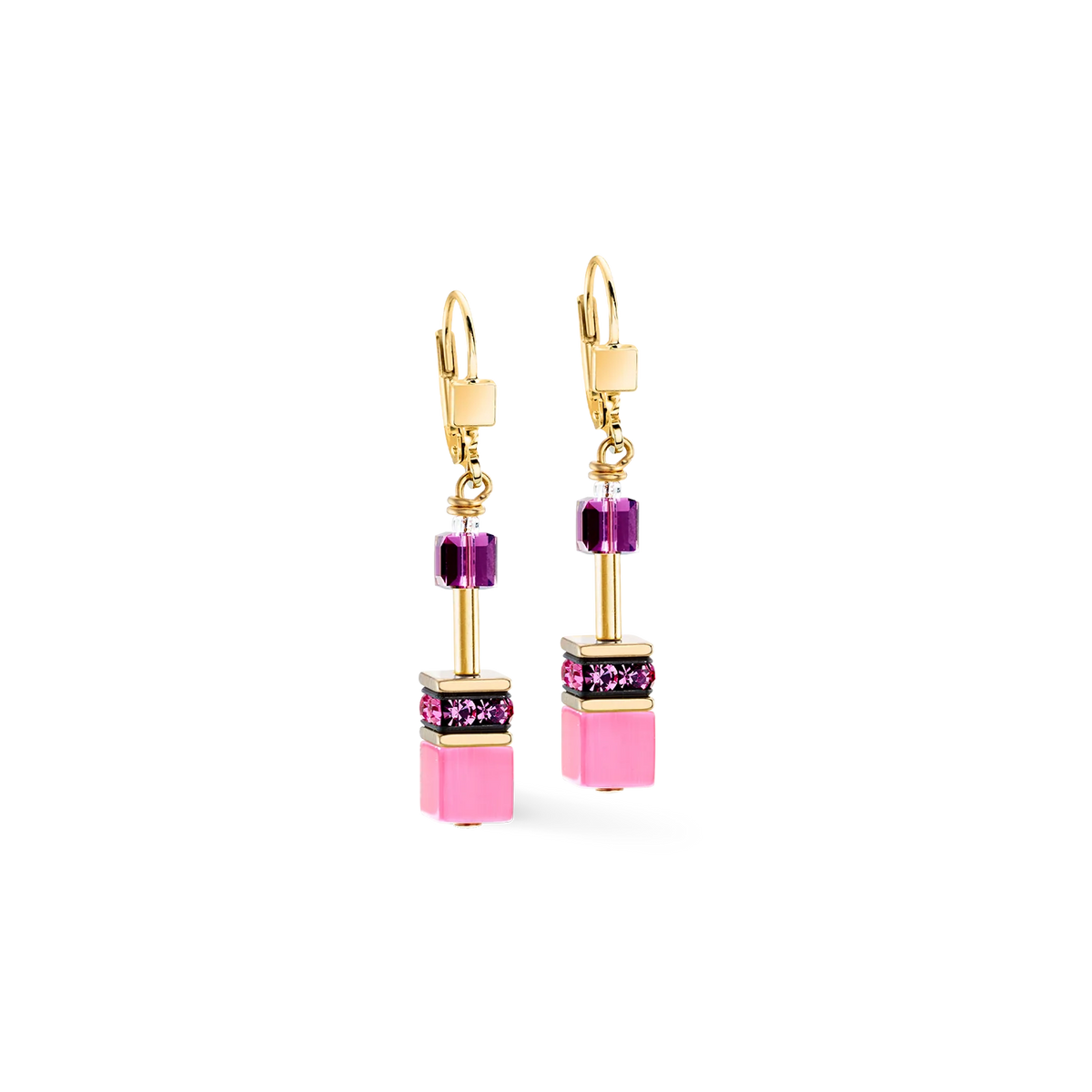 Coeur De Lion GeoCUBE® Iconic earrings Rose + Lilac