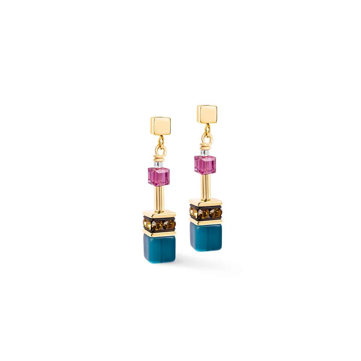 Coeur De Lion GeoCUBE® Earrings Multicolor Boho Gold