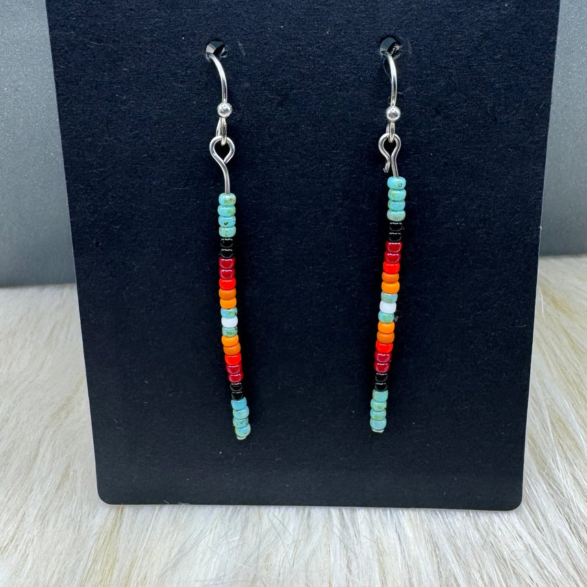 Ombre Turquoise Ojibwe Dangle Earrings