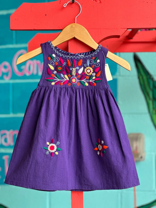 Purple Embroidered Sleeveless Dress