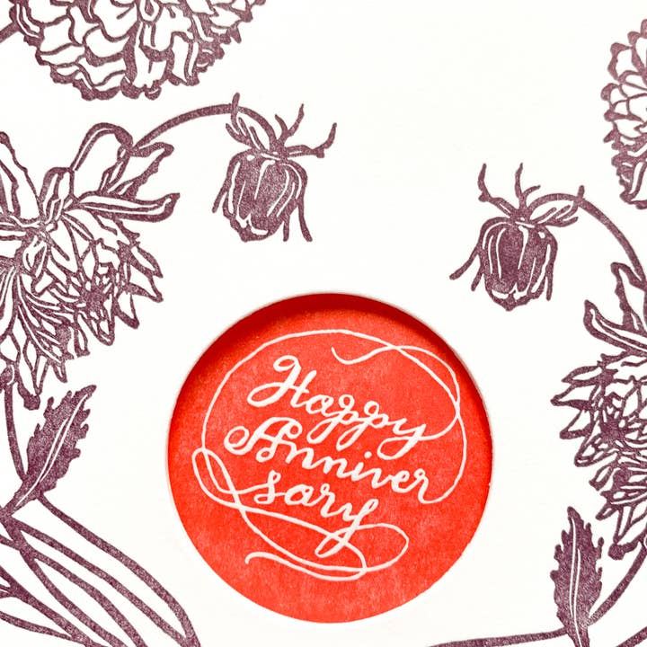 Tarjeta de felicitación botánica de aniversario