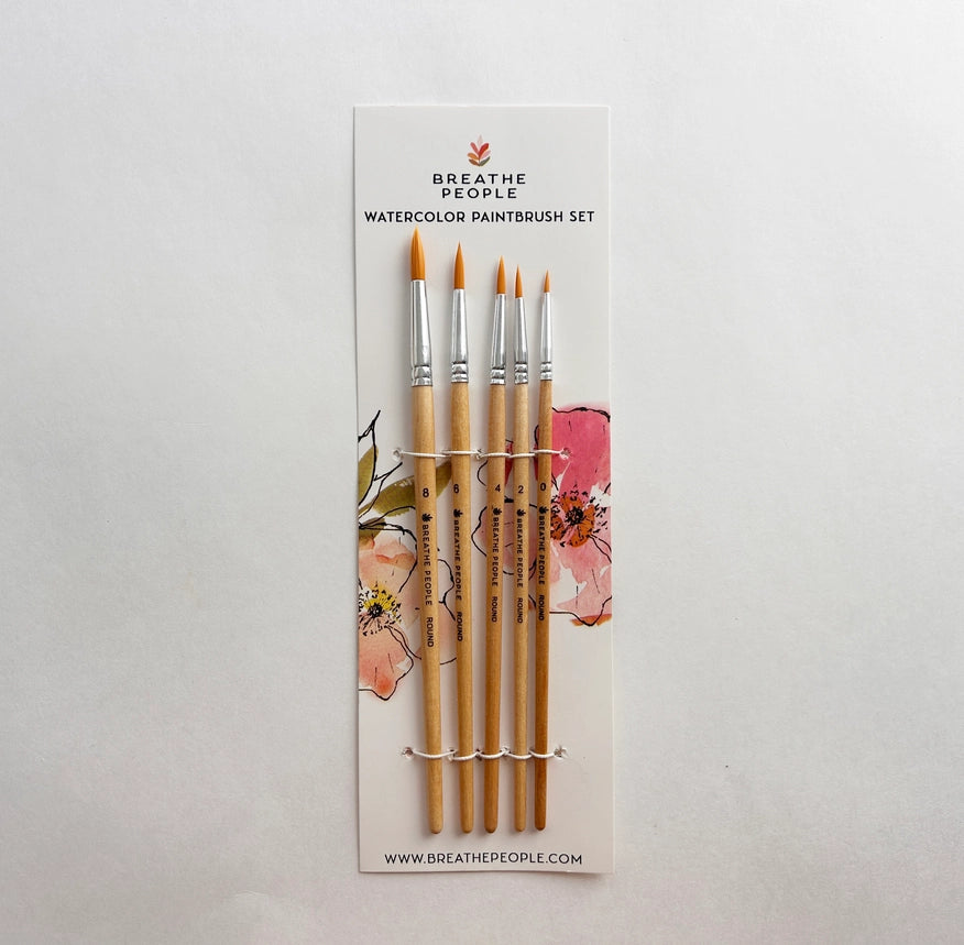 5 Piece Round Watercolor Brush Set