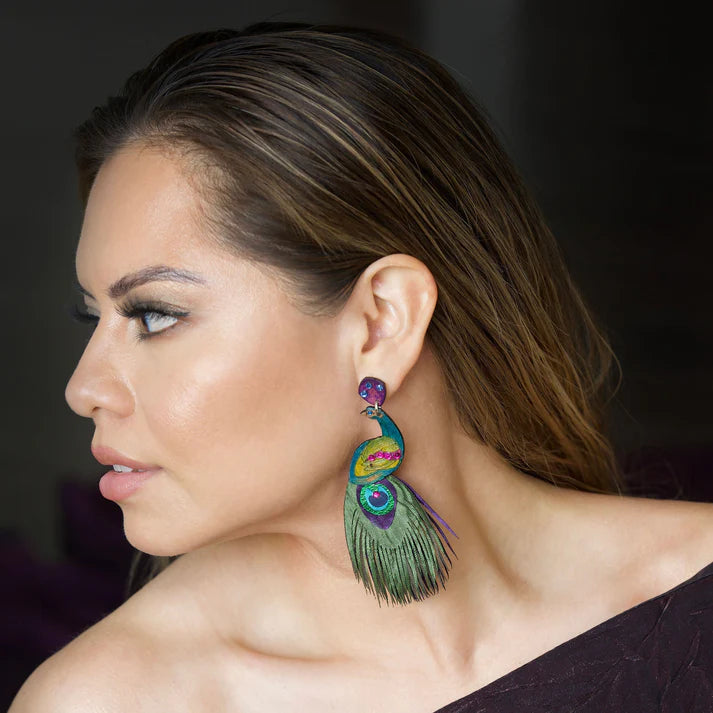 Extra Large Peacock Earrings