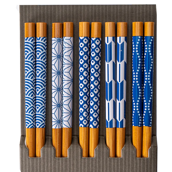 Blue + White Japanese Chopstick Set of 5