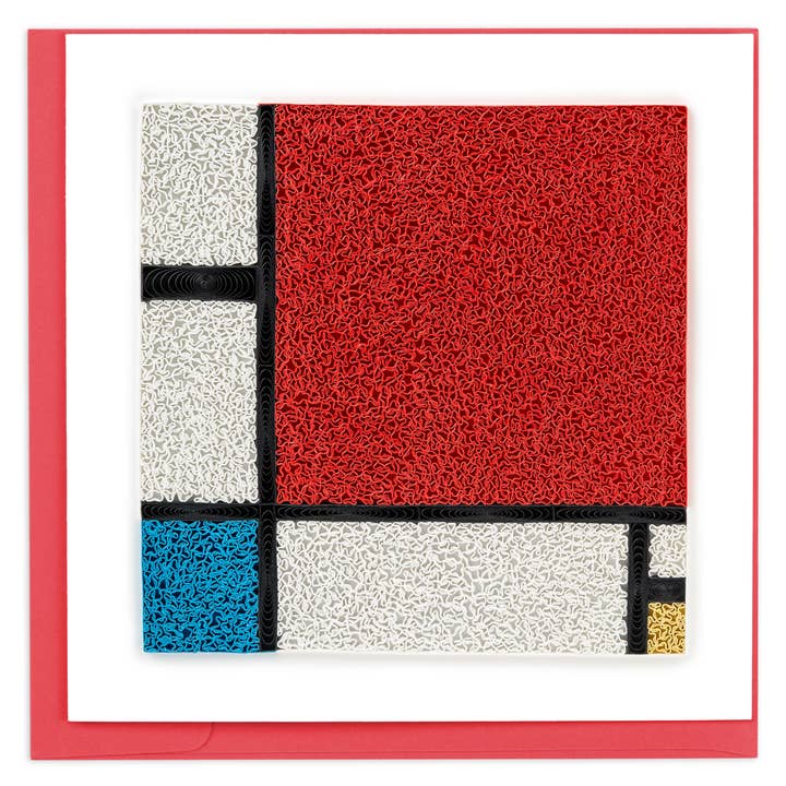 Mondrian Composition with Red, Blue + Yellow Quilling Card