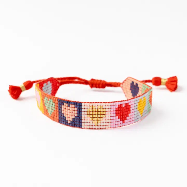 Gabby Multi Color Heart Adjustable Beaded Bracelet