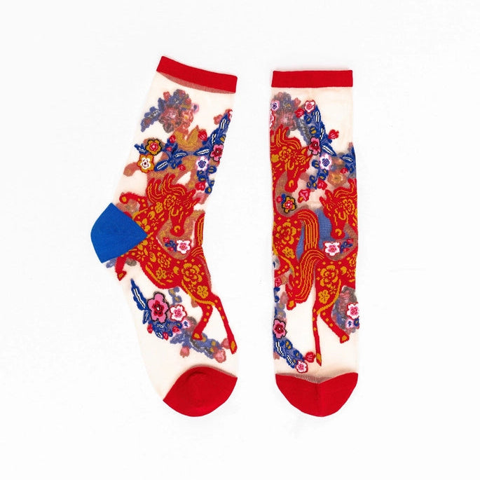 Year of the Horse Sheer Crew Sock