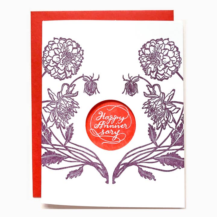 Tarjeta de felicitación botánica de aniversario