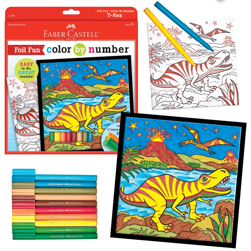 Marker Color By Number T-Rex Foil Fun Kit