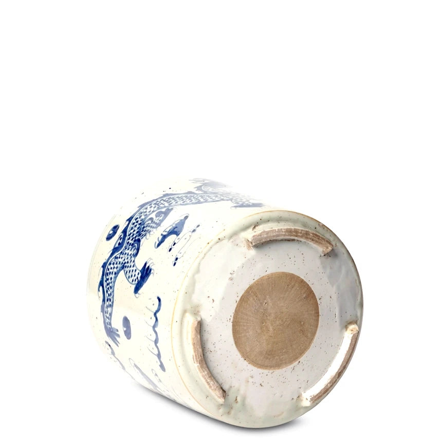 Blue + White Porcelain Dragon Footed Cachepot
