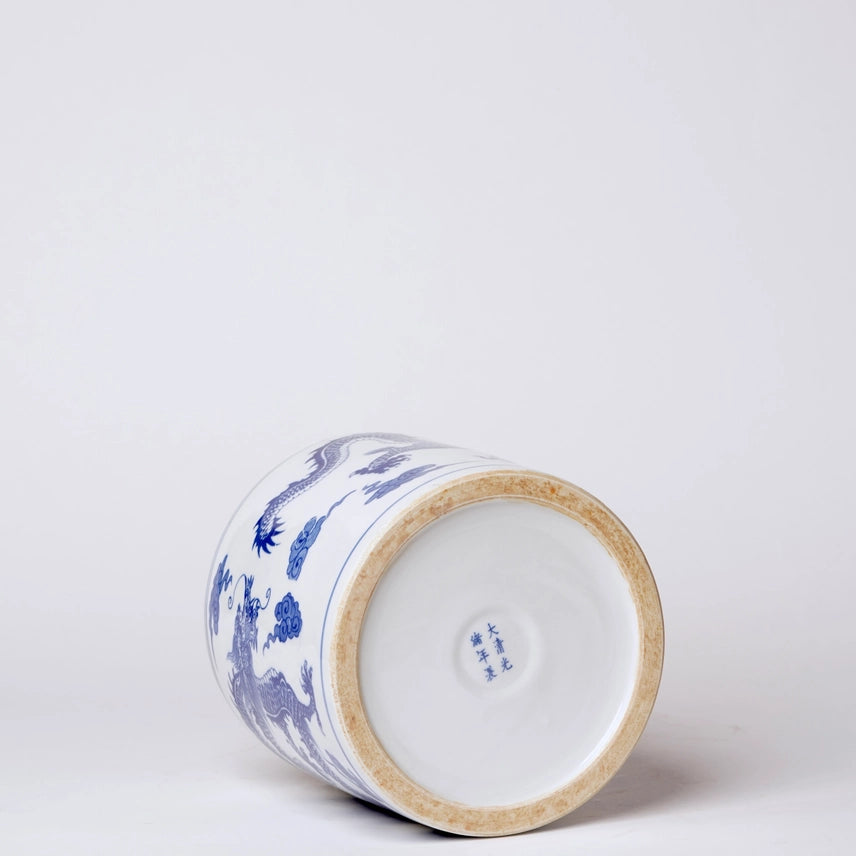 Blue + White Dancing Dragons Cachepot