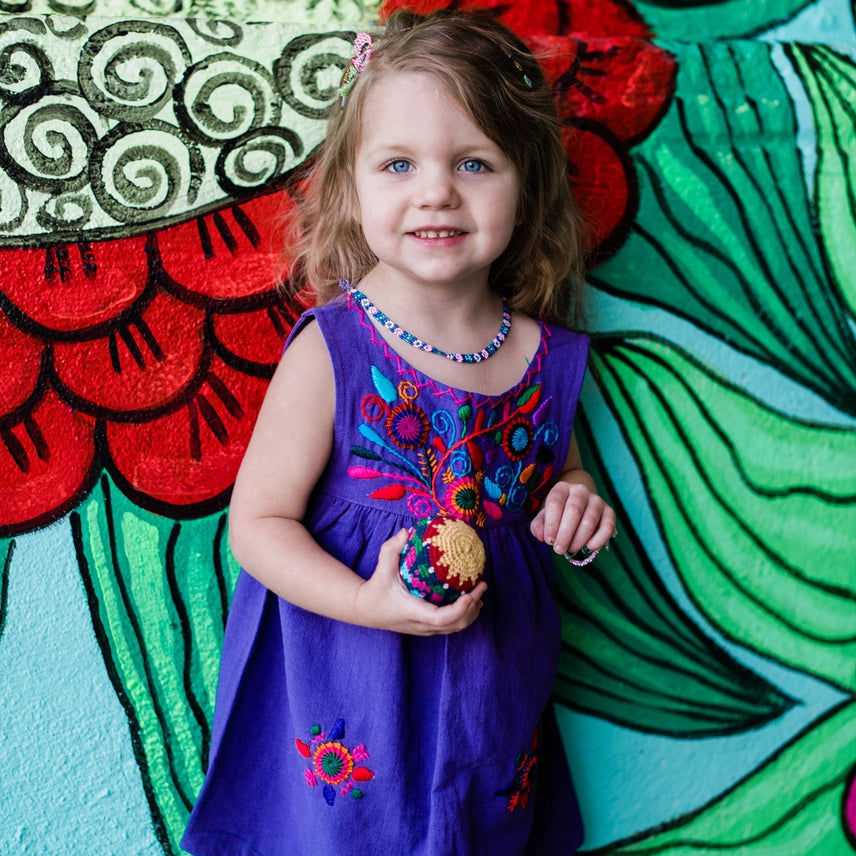 Purple Embroidered Sleeveless Dress