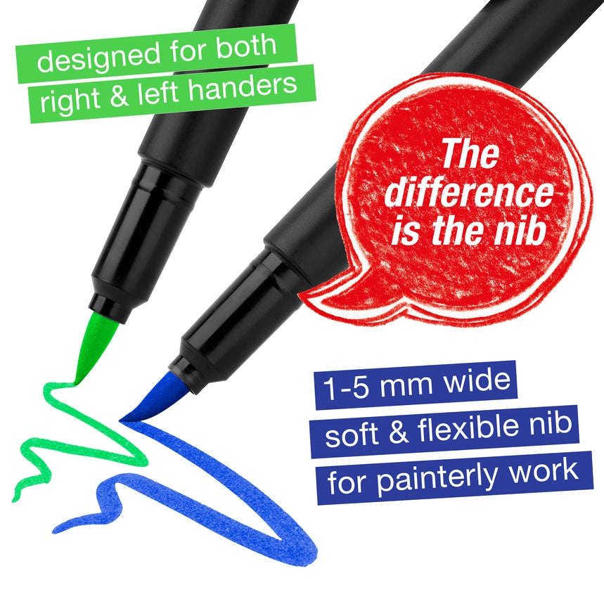 Black Edition Super Soft Brush Pen Markers 6 Ct