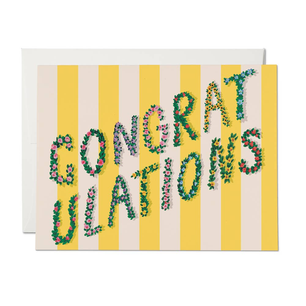 Yellow Stripes Congratulations Greeting Card