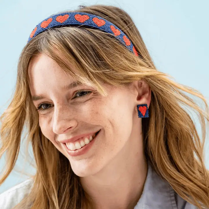 Kallie Heart Rectangle Post Beaded Earrings