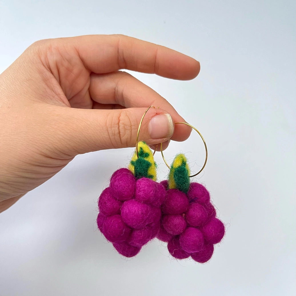 Purple Grape Felted Earrings