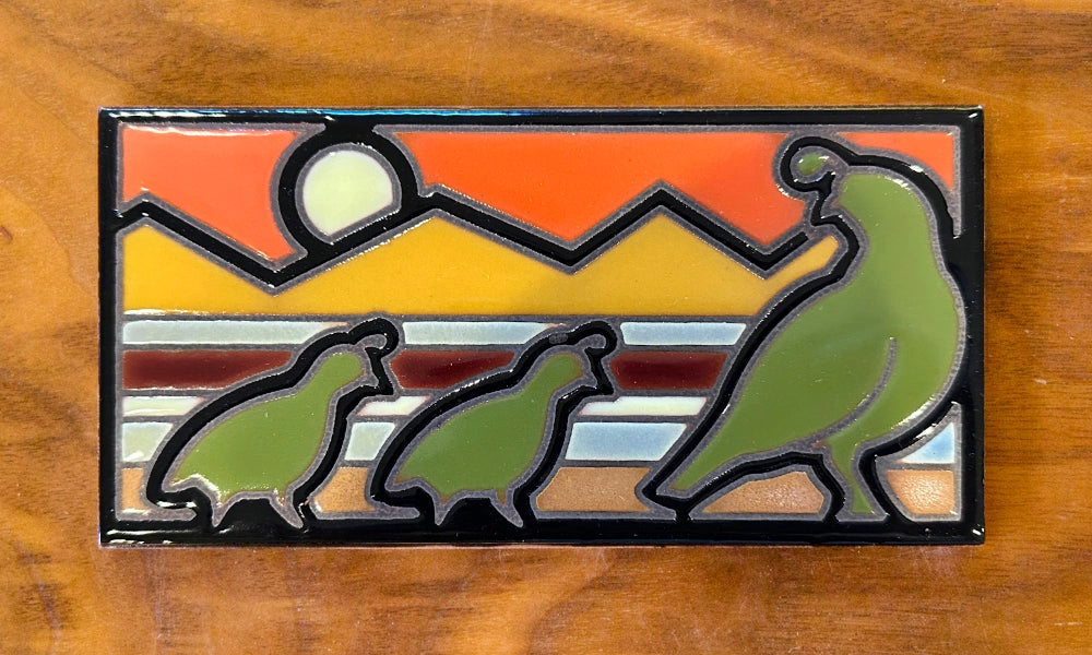 Retro Quail Hand Glazed Tile