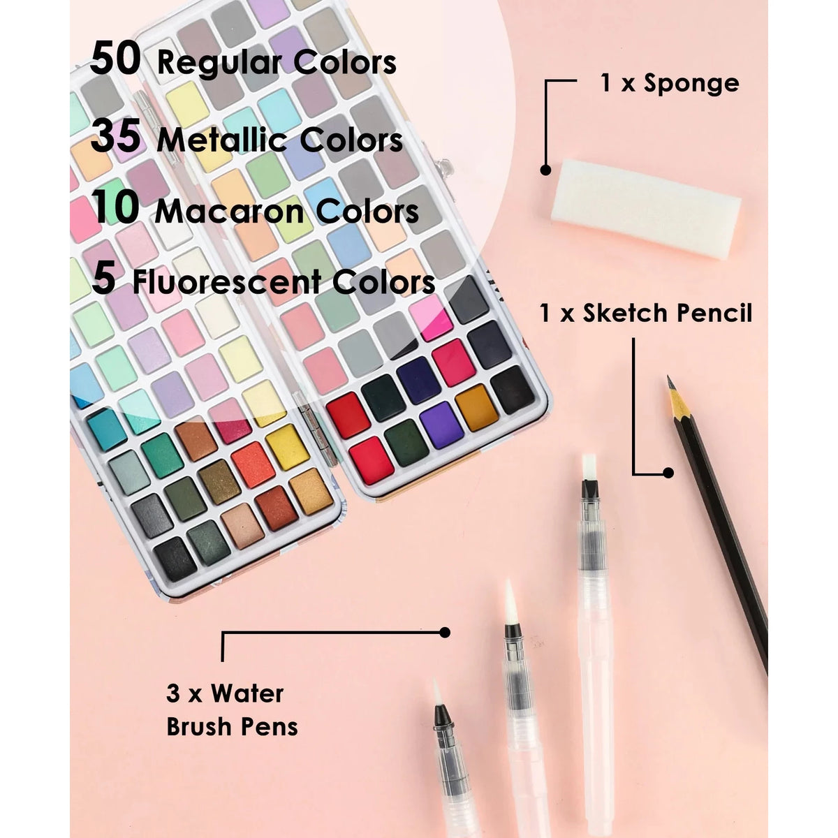 Watercolor Set of 100 with Brush