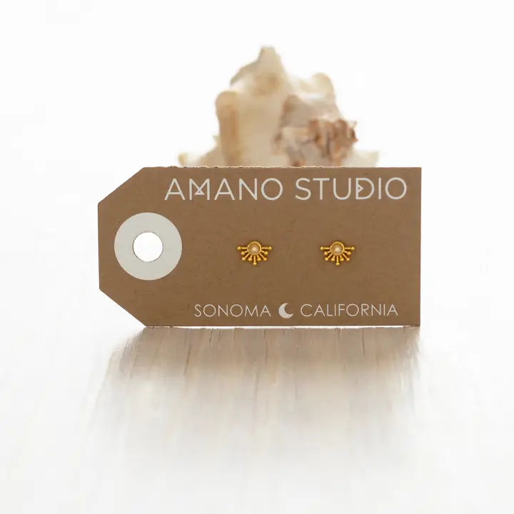 Rays of Light Stud + Pearl Earrings