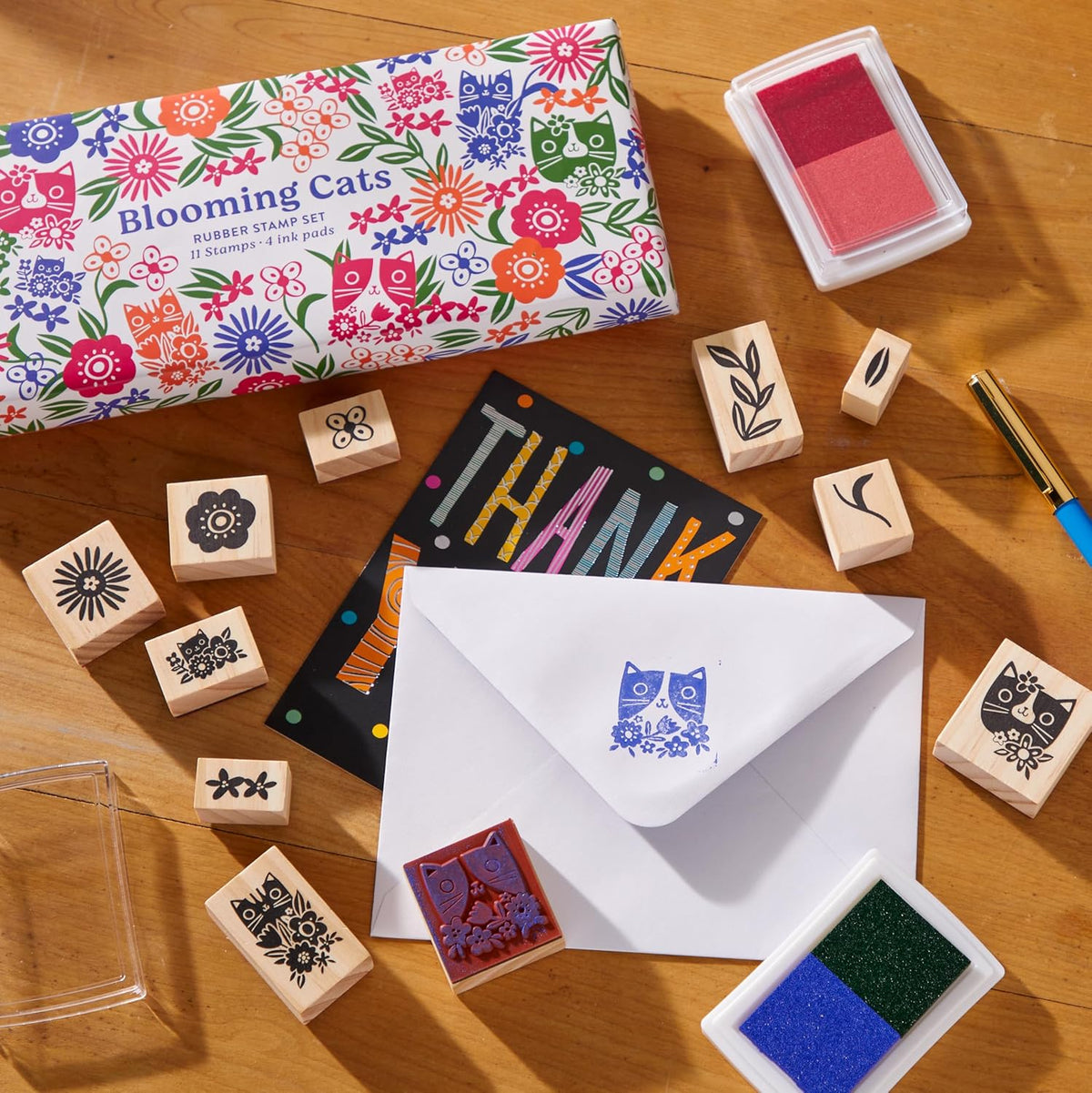 Blooming Cats Rubber Stamp Set