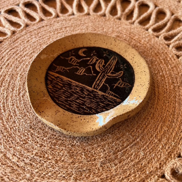 Night Desert Sgraffito Spoon Rest