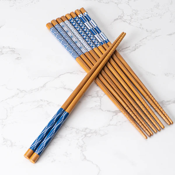 Blue + White Japanese Chopstick Set of 5