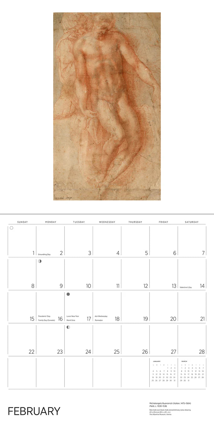 Calendrier mural Michel-Ange 2026