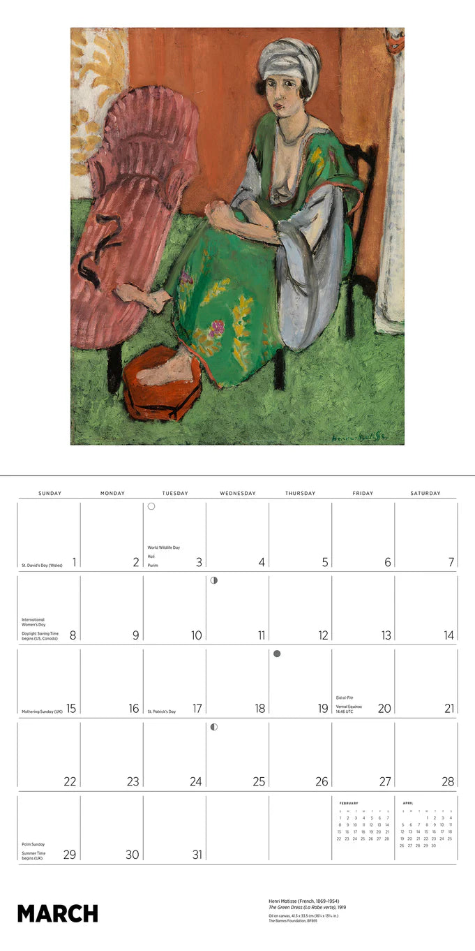 Calendario de pared de Henri Matisse 2026