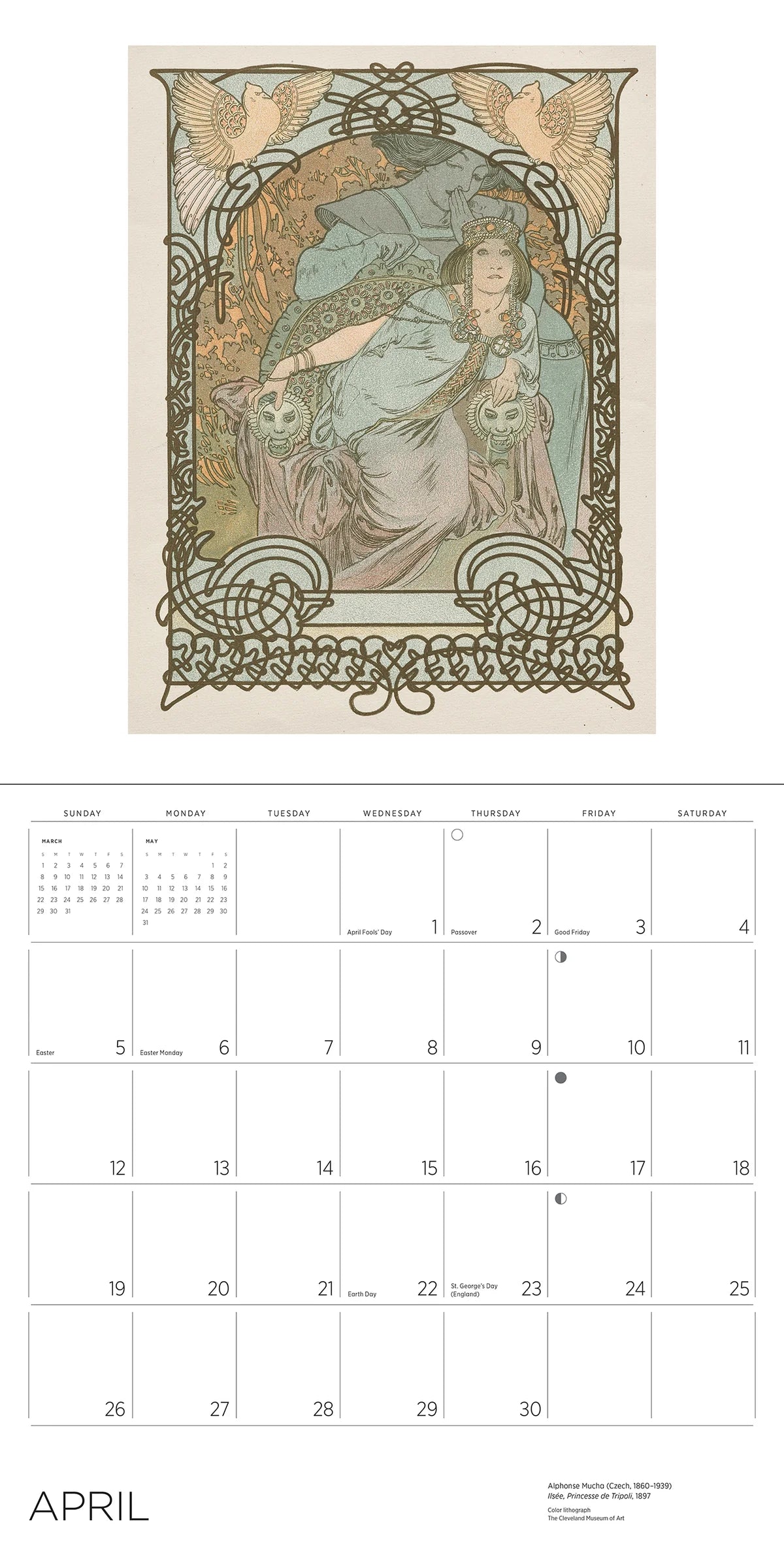 Calendrier mural Alphonse Mucha 2026