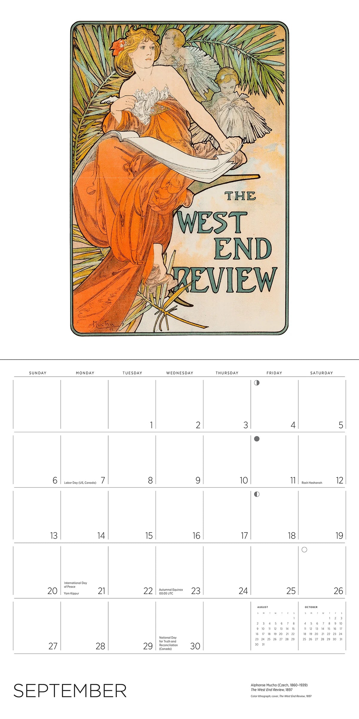 Calendrier mural Alphonse Mucha 2026