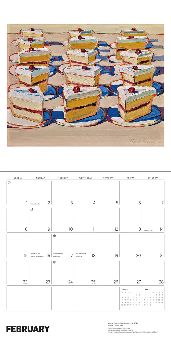 Calendrier mural 2026 de Wayne Thiebaud