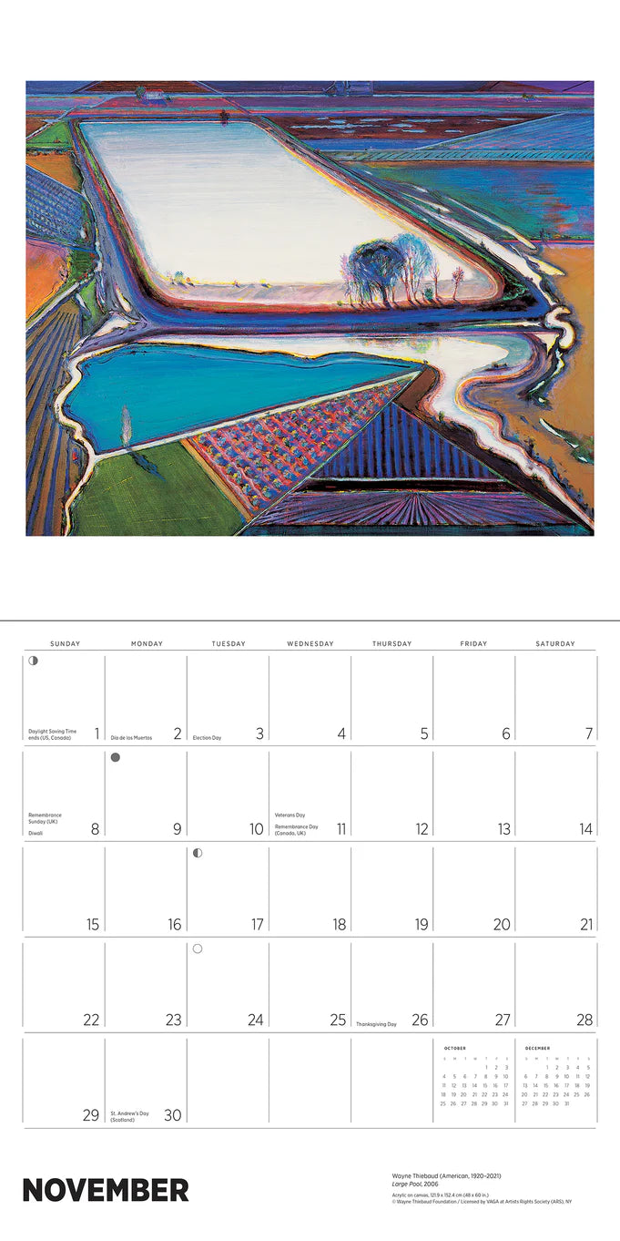 Calendrier mural 2026 de Wayne Thiebaud