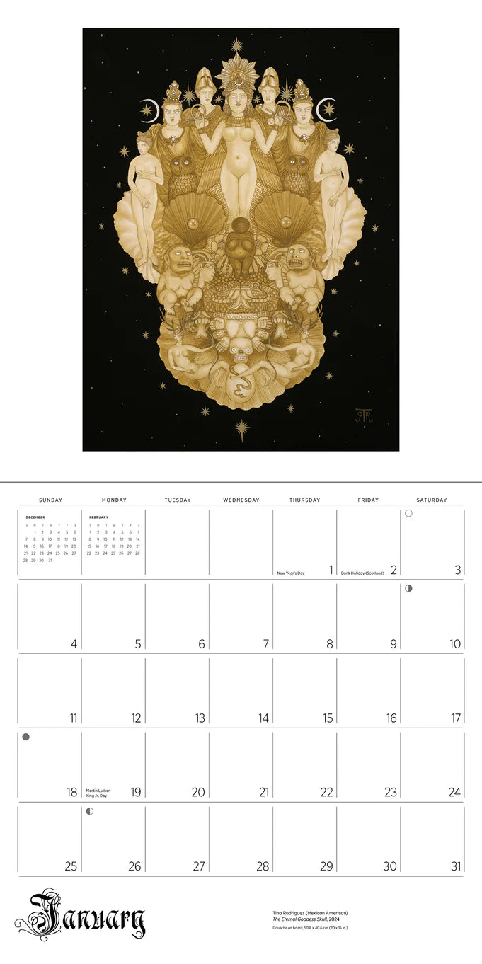 Calendario de pared del Día de Muertos: Las pinturas de calaveras de Tino Rodríguez y Virgo Paraíso 2026