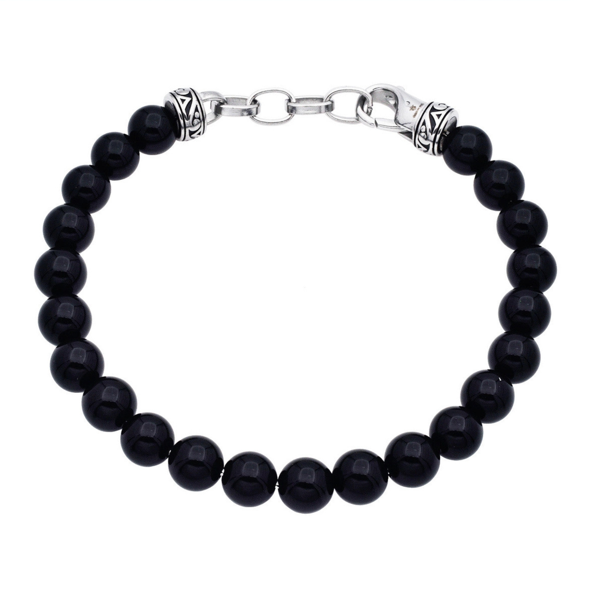 Onyx Bead Stainless Steel Bracelet