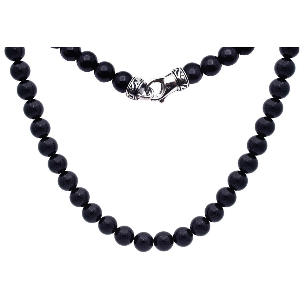 Onyx Stainless Steel Beaded Necklace