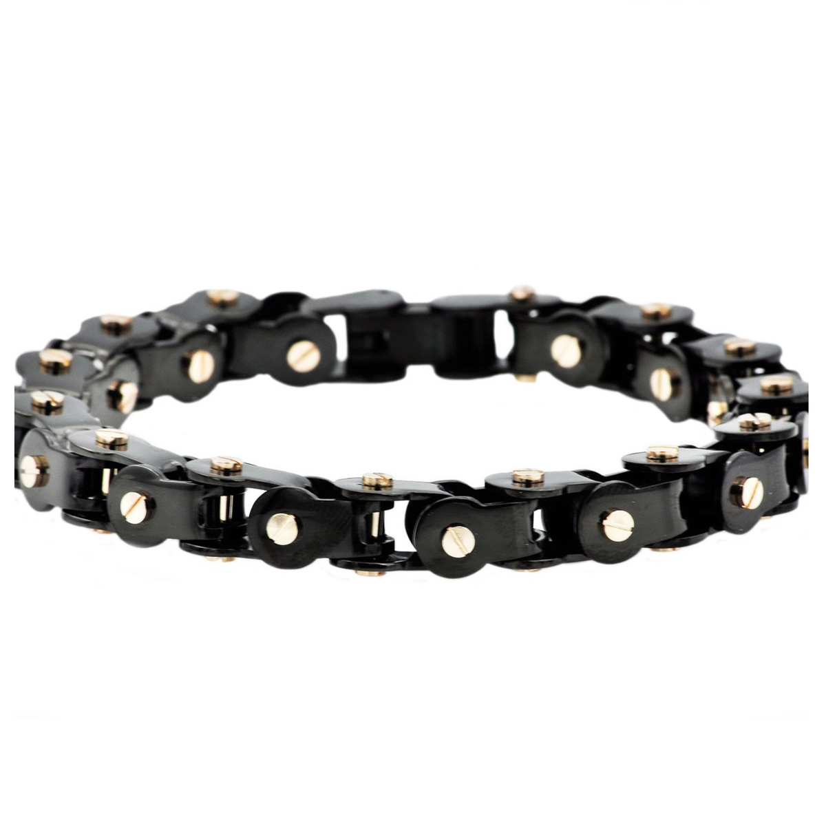 Gold and Black Stainless Steel Link Bracelet