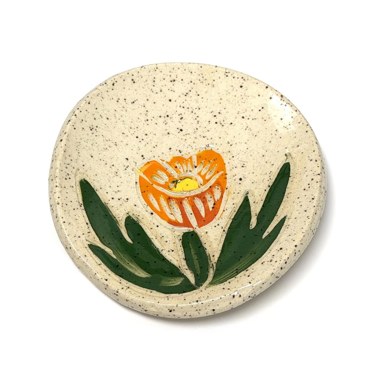Globe Mallow Sgraffito Trinket Dish