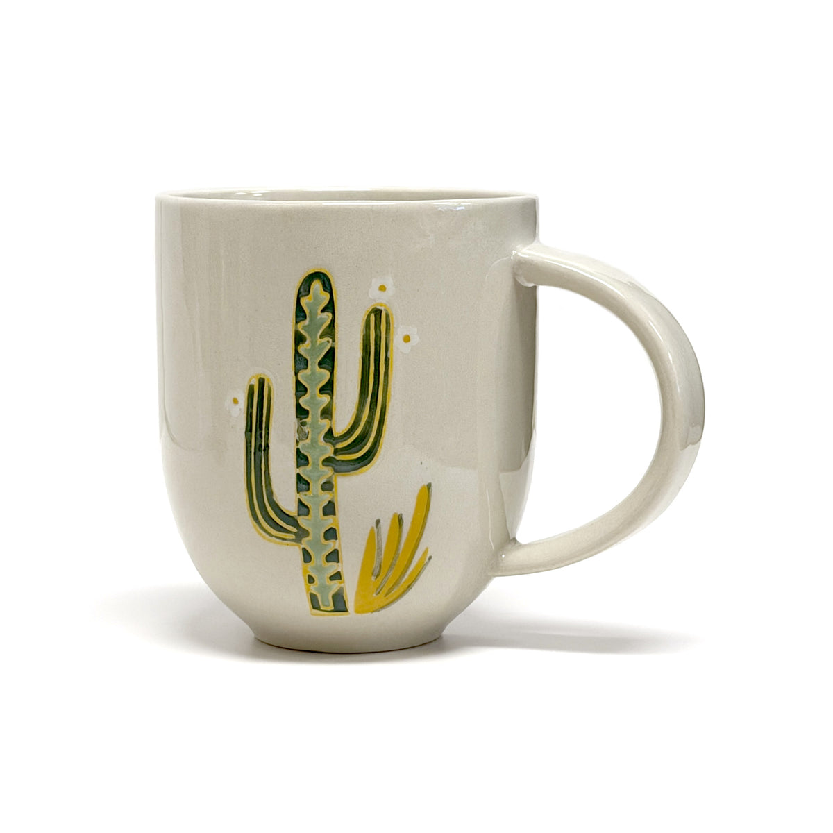 Handpainted Stoneware Cactus Mug