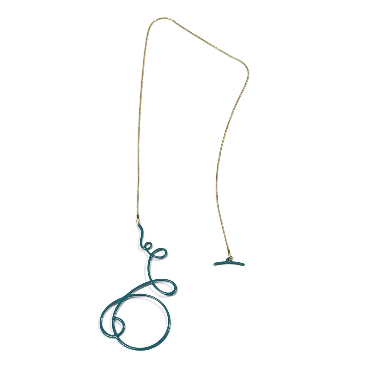 Linework Self-Clasp Necklace Six Loop - Lagoon Blue