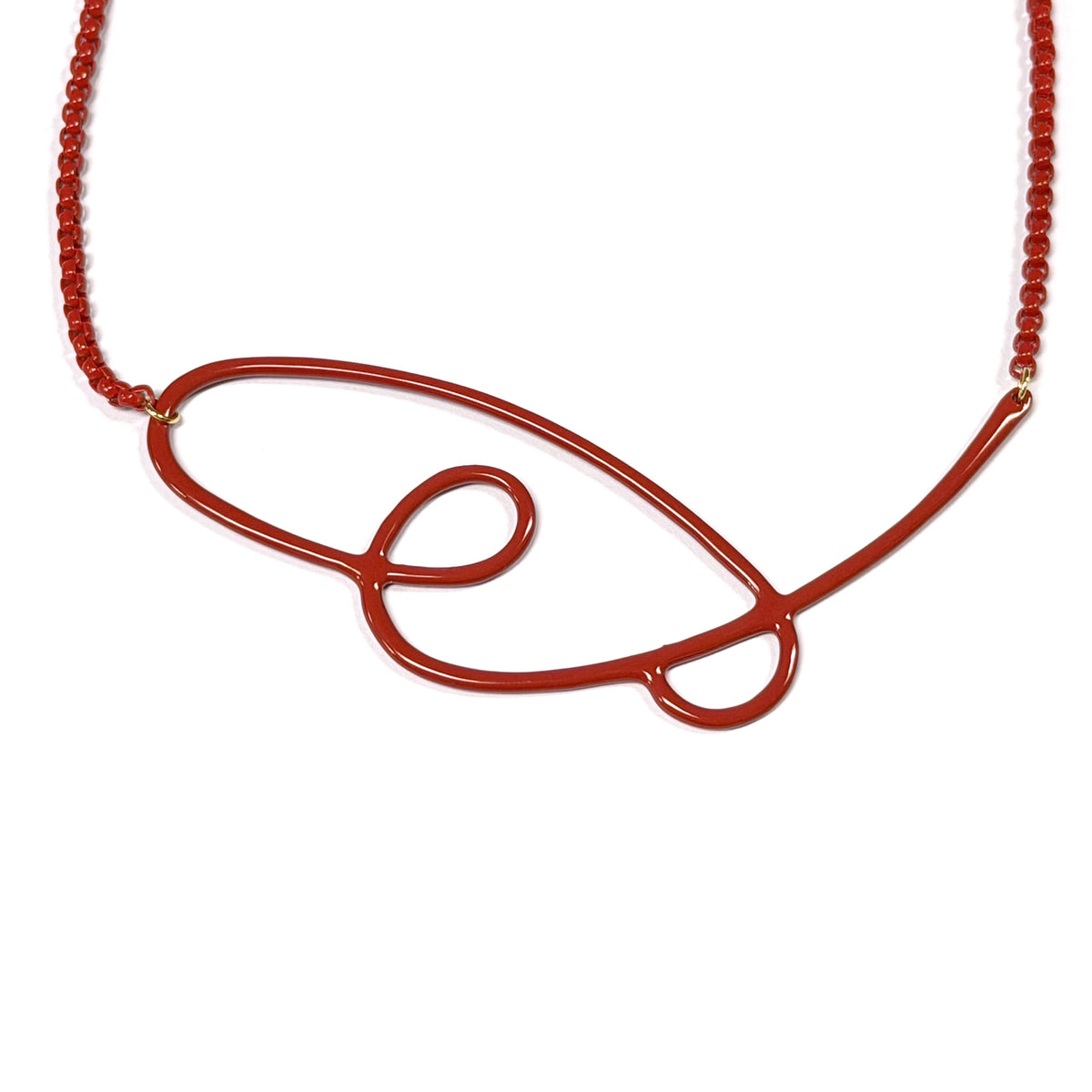 Linework Necklace Three Loop - Red